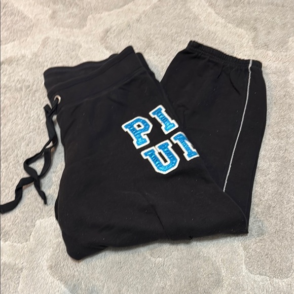 Victoria's Secret Black and Blue Capri Joggers with Adjustable Waistband - Picture 1 of 4